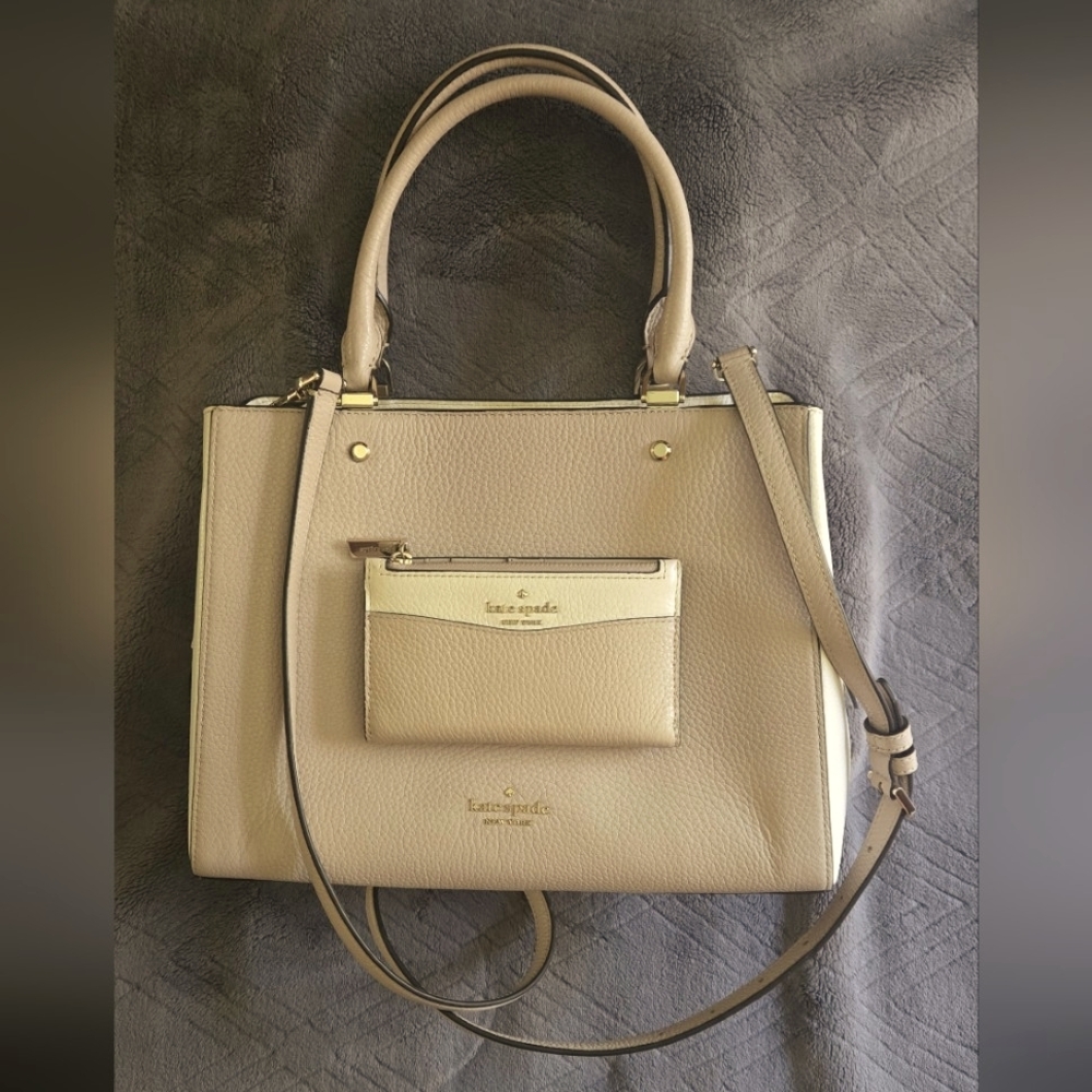 VGUC/EUC Kate Spade Leila Triple Compartment Satchel & Matching Wallet :)